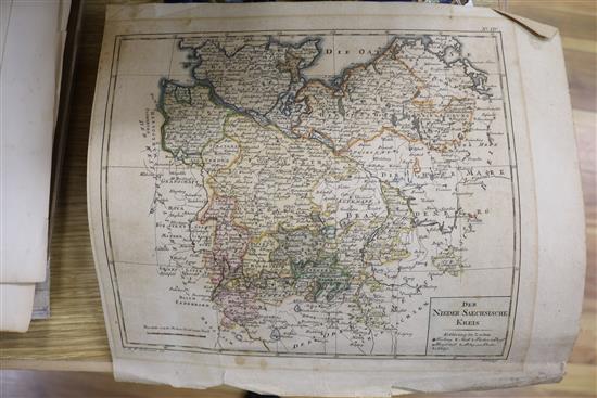 A folio containing a large collection of all World maps, 17th - 19th century, 12mo, double folio, many hand